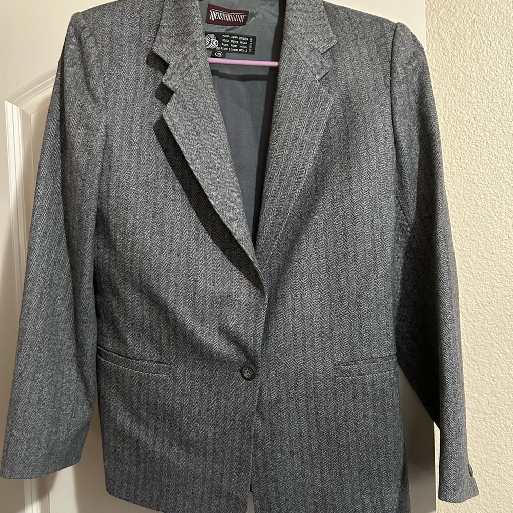 Vintage Gray Pinstripe Suit, includes Blazer and Skirt size 10 by Worthington